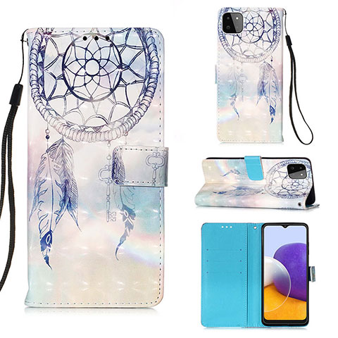 Funda de Cuero Cartera con Soporte Patron de Moda Carcasa Y03B para Samsung Galaxy A22 5G Azul Claro