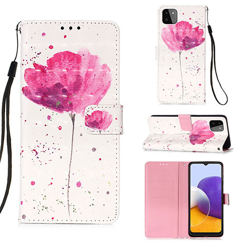 Funda de Cuero Cartera con Soporte Patron de Moda Carcasa Y03B para Samsung Galaxy A22 5G Rosa