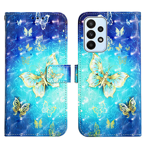 Funda de Cuero Cartera con Soporte Patron de Moda Carcasa Y03B para Samsung Galaxy A23 5G Azul Cielo