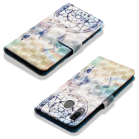 Funda de Cuero Cartera con Soporte Patron de Moda Carcasa Y03B para Samsung Galaxy A30 Azul Claro