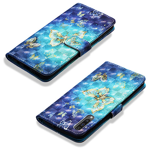 Funda de Cuero Cartera con Soporte Patron de Moda Carcasa Y03B para Samsung Galaxy A30S Azul Cielo