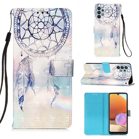 Funda de Cuero Cartera con Soporte Patron de Moda Carcasa Y03B para Samsung Galaxy A32 4G Azul Claro