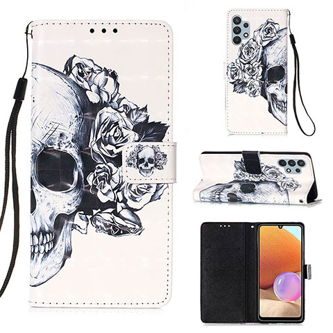 Funda de Cuero Cartera con Soporte Patron de Moda Carcasa Y03B para Samsung Galaxy A32 4G Negro