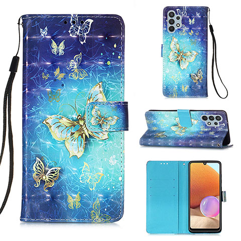 Funda de Cuero Cartera con Soporte Patron de Moda Carcasa Y03B para Samsung Galaxy A32 5G Azul Cielo