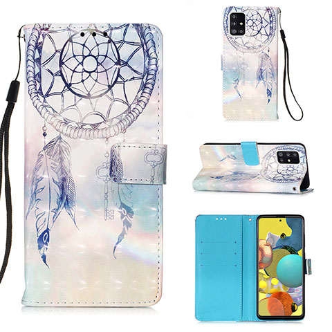 Funda de Cuero Cartera con Soporte Patron de Moda Carcasa Y03B para Samsung Galaxy A51 5G Azul Claro