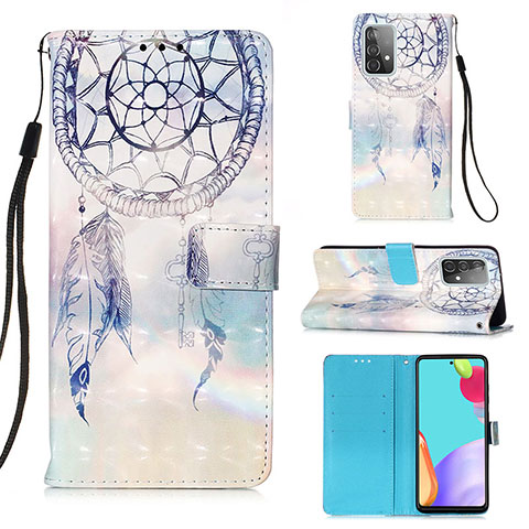 Funda de Cuero Cartera con Soporte Patron de Moda Carcasa Y03B para Samsung Galaxy A52 4G Azul Claro