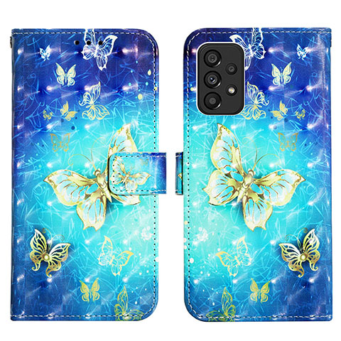 Funda de Cuero Cartera con Soporte Patron de Moda Carcasa Y03B para Samsung Galaxy A53 5G Azul Cielo