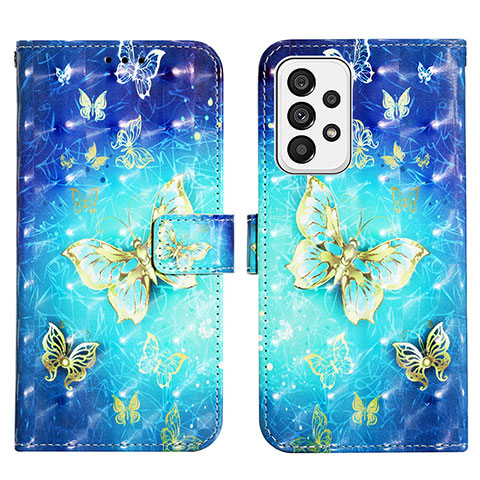 Funda de Cuero Cartera con Soporte Patron de Moda Carcasa Y03B para Samsung Galaxy A73 5G Azul Cielo