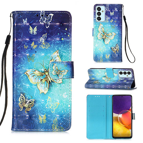 Funda de Cuero Cartera con Soporte Patron de Moda Carcasa Y03B para Samsung Galaxy A82 5G Azul Cielo