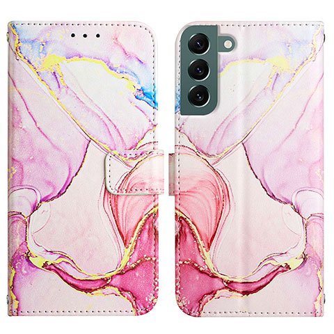 Funda de Cuero Cartera con Soporte Patron de Moda Carcasa Y03B para Samsung Galaxy S22 Plus 5G Rosa