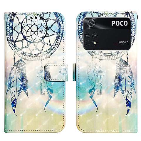 Funda de Cuero Cartera con Soporte Patron de Moda Carcasa Y03B para Xiaomi Poco M4 Pro 4G Azul Claro