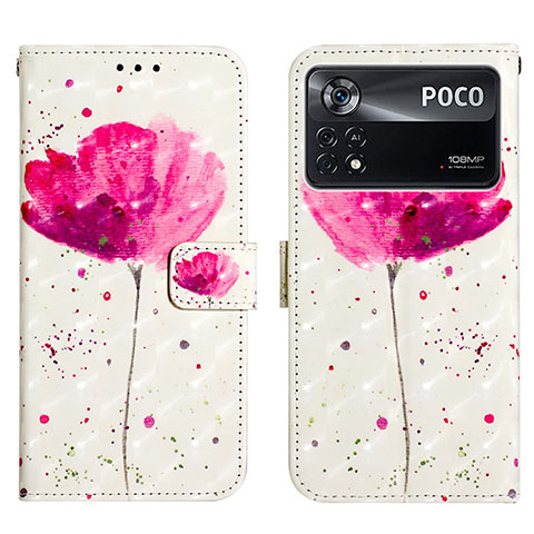 Funda de Cuero Cartera con Soporte Patron de Moda Carcasa Y03B para Xiaomi Poco X4 Pro 5G Rosa