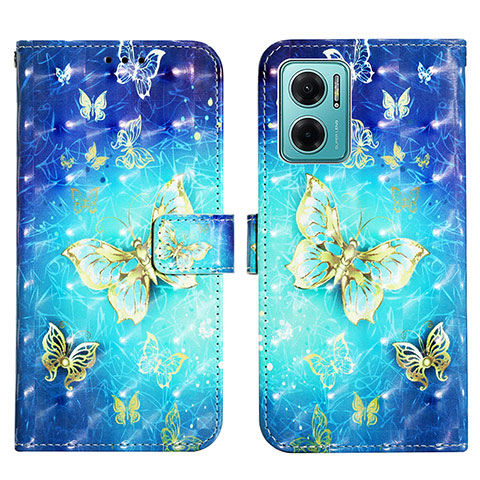 Funda de Cuero Cartera con Soporte Patron de Moda Carcasa Y03B para Xiaomi Redmi 10 5G Azul Cielo