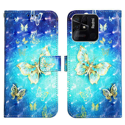 Funda de Cuero Cartera con Soporte Patron de Moda Carcasa Y03B para Xiaomi Redmi 10 India Azul Cielo