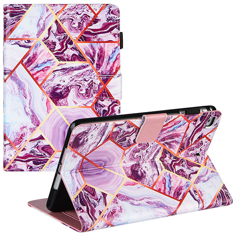 Funda de Cuero Cartera con Soporte Patron de Moda Carcasa Y04B para Apple iPad Mini 4 Morado