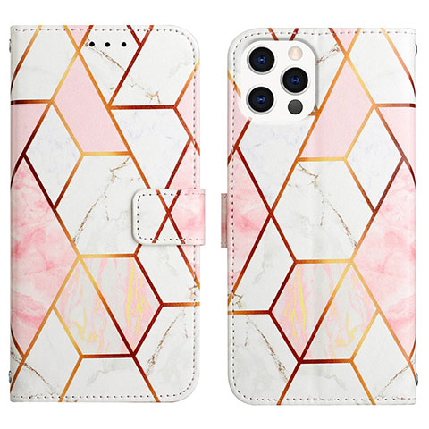 Funda de Cuero Cartera con Soporte Patron de Moda Carcasa Y04B para Apple iPhone 16 Pro Max Blanco