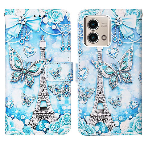 Funda de Cuero Cartera con Soporte Patron de Moda Carcasa Y04B para Motorola Moto G Stylus (2023) 4G Azul Claro