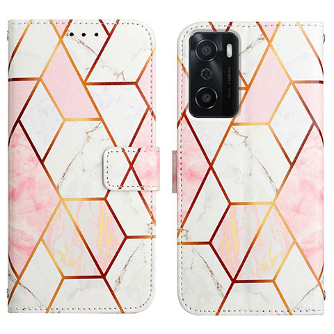 Funda de Cuero Cartera con Soporte Patron de Moda Carcasa Y04B para Oppo A55S 5G Blanco