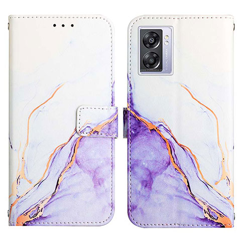 Funda de Cuero Cartera con Soporte Patron de Moda Carcasa Y04B para Oppo A56S 5G Morado