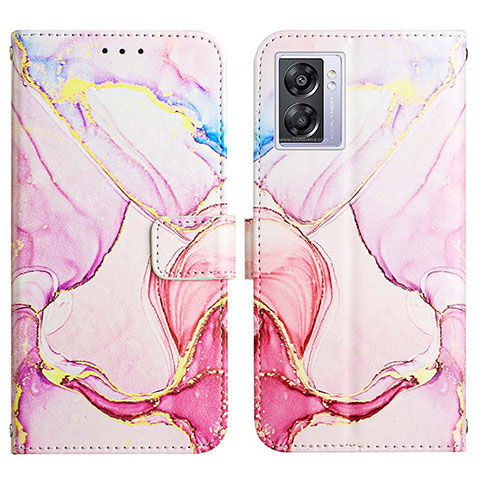 Funda de Cuero Cartera con Soporte Patron de Moda Carcasa Y04B para Oppo A77 5G Rosa