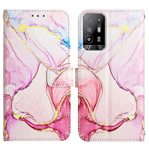 Funda de Cuero Cartera con Soporte Patron de Moda Carcasa Y04B para Oppo F19 Pro+ Plus 5G Rosa