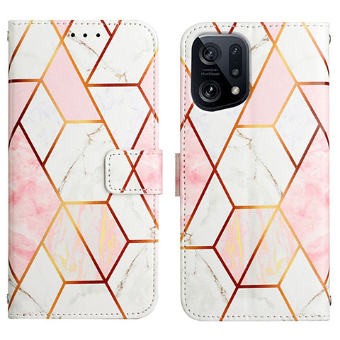 Funda de Cuero Cartera con Soporte Patron de Moda Carcasa Y04B para Oppo Find X5 5G Blanco