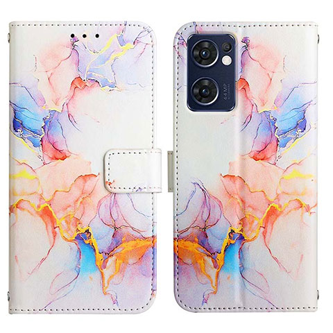 Funda de Cuero Cartera con Soporte Patron de Moda Carcasa Y04B para Oppo Find X5 Lite 5G Azul