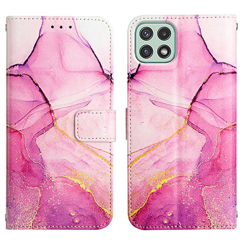 Funda de Cuero Cartera con Soporte Patron de Moda Carcasa Y04B para Samsung Galaxy F42 5G Rosa Roja