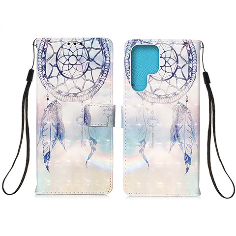 Funda de Cuero Cartera con Soporte Patron de Moda Carcasa Y04B para Samsung Galaxy S21 Ultra 5G Azul Claro