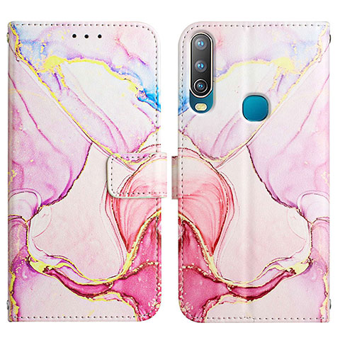 Funda de Cuero Cartera con Soporte Patron de Moda Carcasa Y04B para Vivo Y12 Rosa