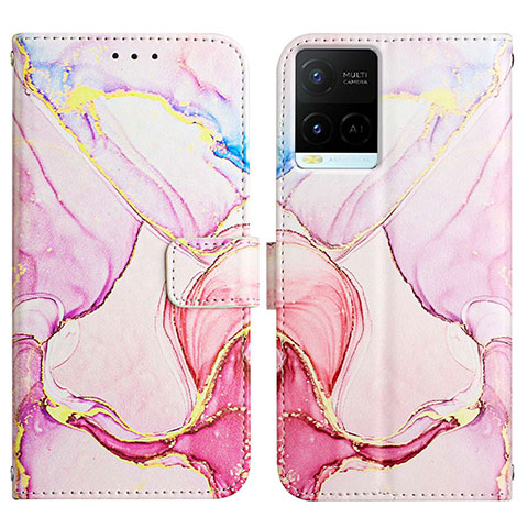 Funda de Cuero Cartera con Soporte Patron de Moda Carcasa Y04B para Vivo Y21G Rosa