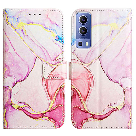 Funda de Cuero Cartera con Soporte Patron de Moda Carcasa Y04B para Vivo Y75s 5G Rosa