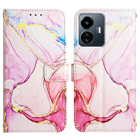 Funda de Cuero Cartera con Soporte Patron de Moda Carcasa Y04B para Vivo Y77 5G Rosa