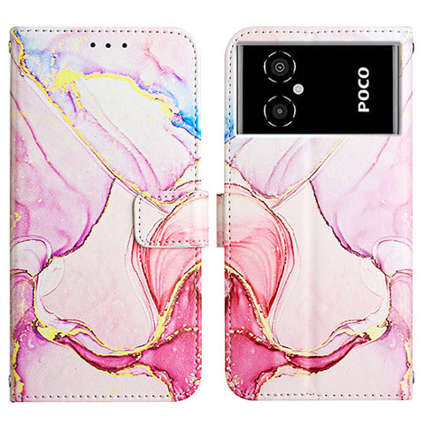 Funda de Cuero Cartera con Soporte Patron de Moda Carcasa Y04B para Xiaomi Poco M4 5G Rosa