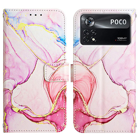 Funda de Cuero Cartera con Soporte Patron de Moda Carcasa Y04B para Xiaomi Poco X4 Pro 5G Rosa