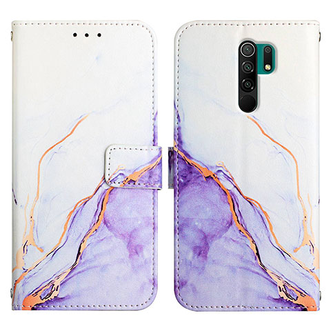 Funda de Cuero Cartera con Soporte Patron de Moda Carcasa Y04B para Xiaomi Redmi 9 Prime India Morado