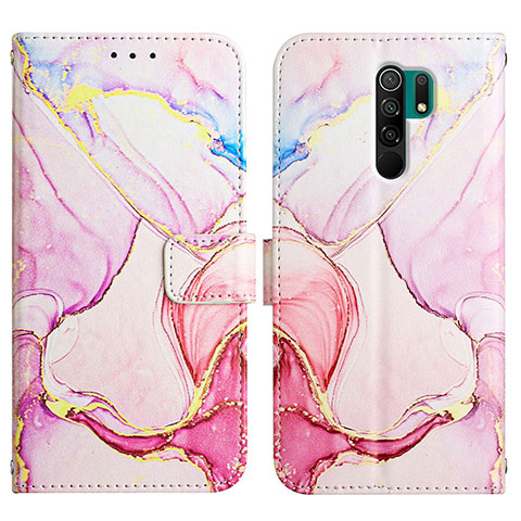 Funda de Cuero Cartera con Soporte Patron de Moda Carcasa Y04B para Xiaomi Redmi 9 Rosa