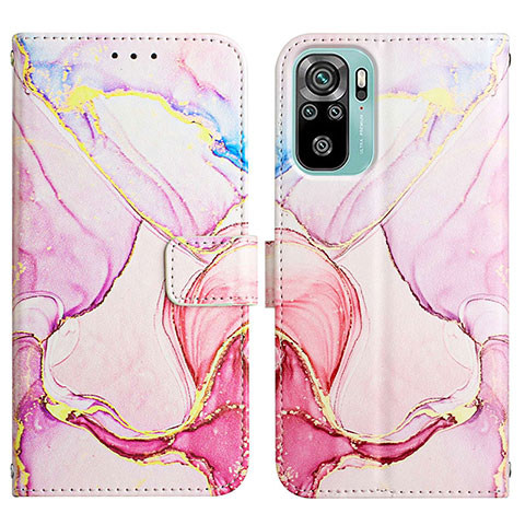 Funda de Cuero Cartera con Soporte Patron de Moda Carcasa Y04B para Xiaomi Redmi Note 10 Pro 4G Rosa