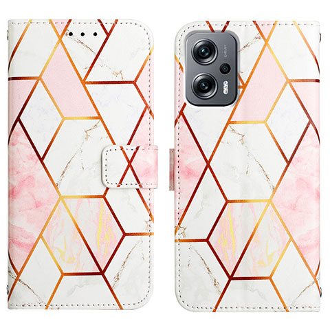 Funda de Cuero Cartera con Soporte Patron de Moda Carcasa Y04B para Xiaomi Redmi Note 11T Pro 5G Blanco