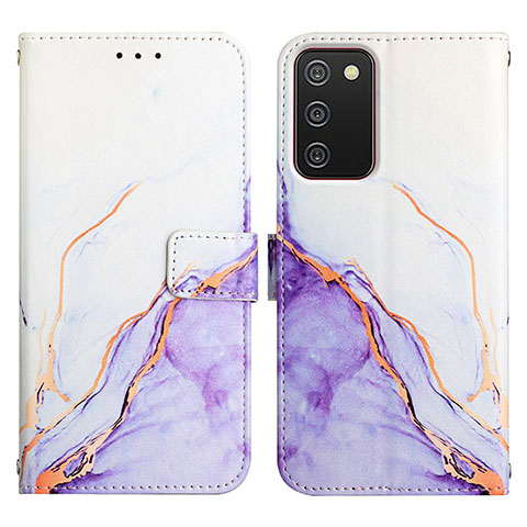 Funda de Cuero Cartera con Soporte Patron de Moda Carcasa Y05B para Samsung Galaxy F02S SM-E025F Purpura Claro