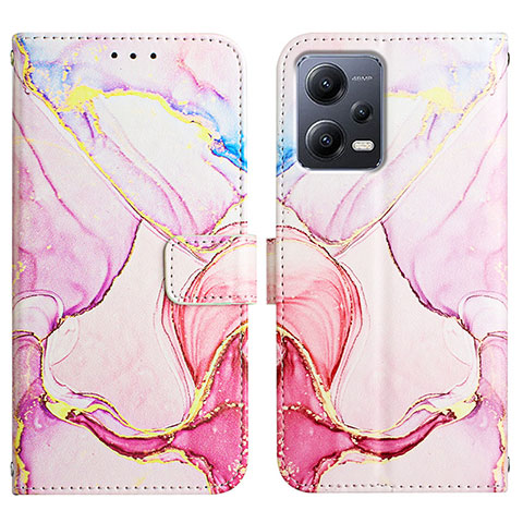 Funda de Cuero Cartera con Soporte Patron de Moda Carcasa YB1 para Xiaomi Redmi Note 12 5G Rosa