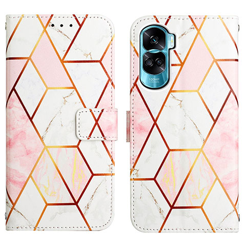 Funda de Cuero Cartera con Soporte Patron de Moda Carcasa YB4 para Huawei Honor 90 Lite 5G Blanco