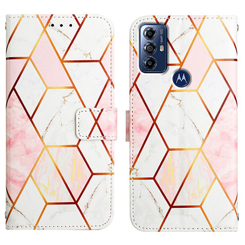 Funda de Cuero Cartera con Soporte Patron de Moda Carcasa YB4 para Motorola Moto G Play (2023) Blanco