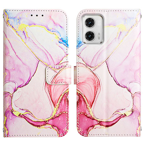 Funda de Cuero Cartera con Soporte Patron de Moda Carcasa YB4 para Motorola Moto G73 5G Rosa