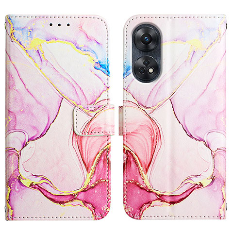 Funda de Cuero Cartera con Soporte Patron de Moda Carcasa YB4 para Oppo Reno8 T 4G Rosa