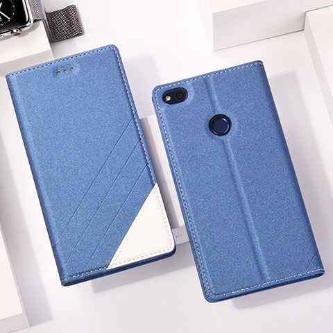 Funda de Cuero Cartera con Soporte R01 para Huawei P8 Lite (2017) Azul