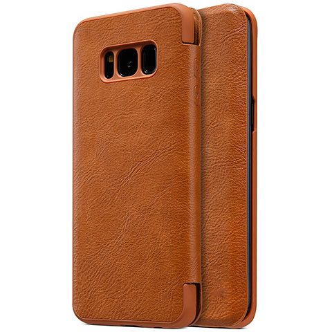 Funda de Cuero Cartera con Soporte S01 para Samsung Galaxy S8 Marron