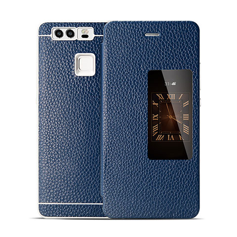 Funda de Cuero Cartera para Huawei P9 Azul