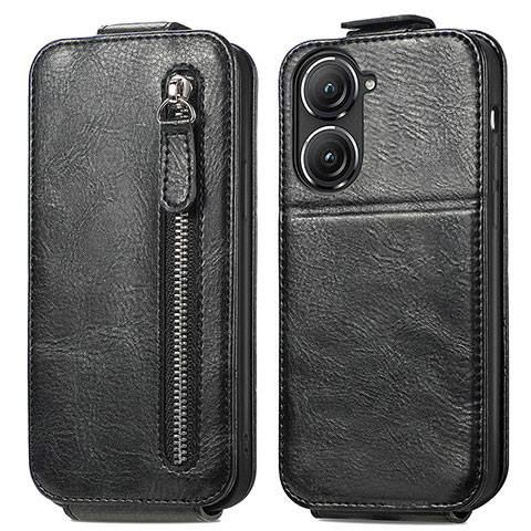 Funda de Cuero Flip para Asus Zenfone 9 Negro