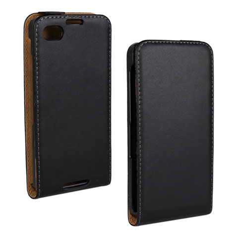 Funda de Cuero Flip para Blackberry Q10 Negro